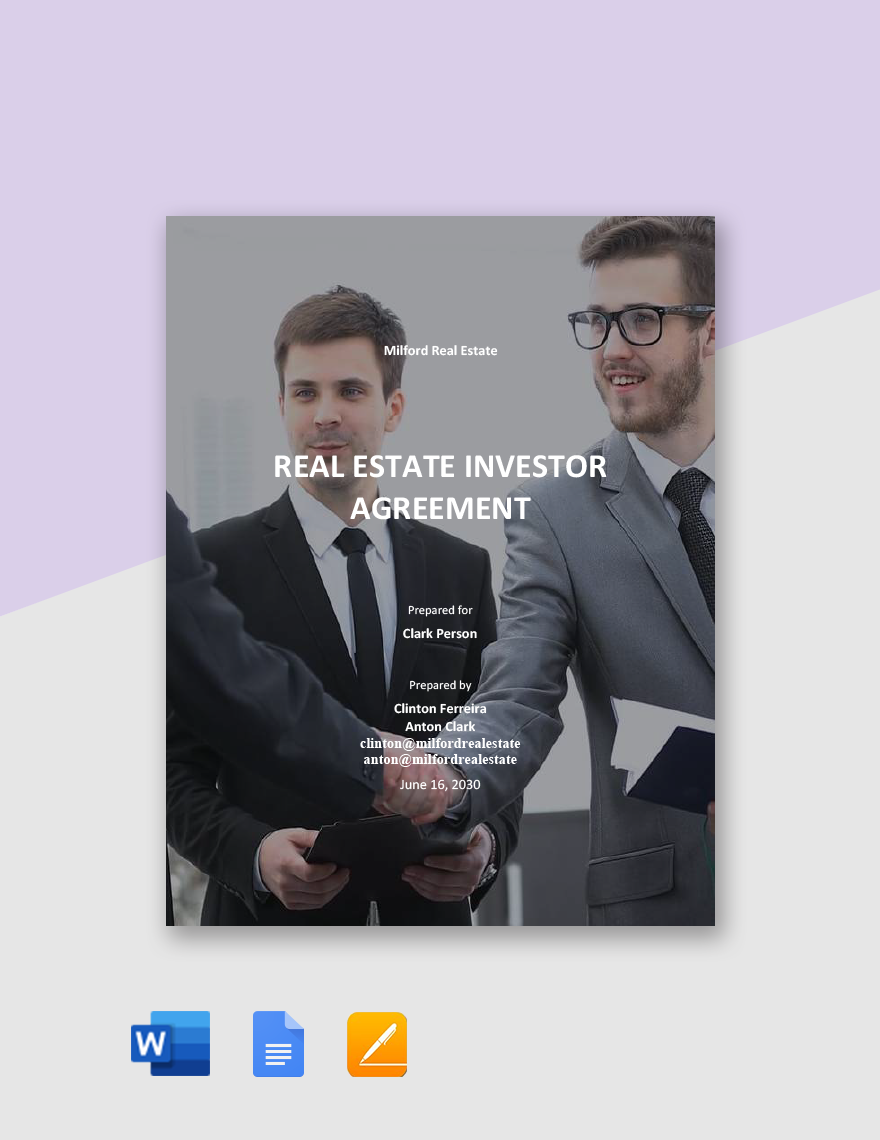 Real Estate Investor Agreement Template