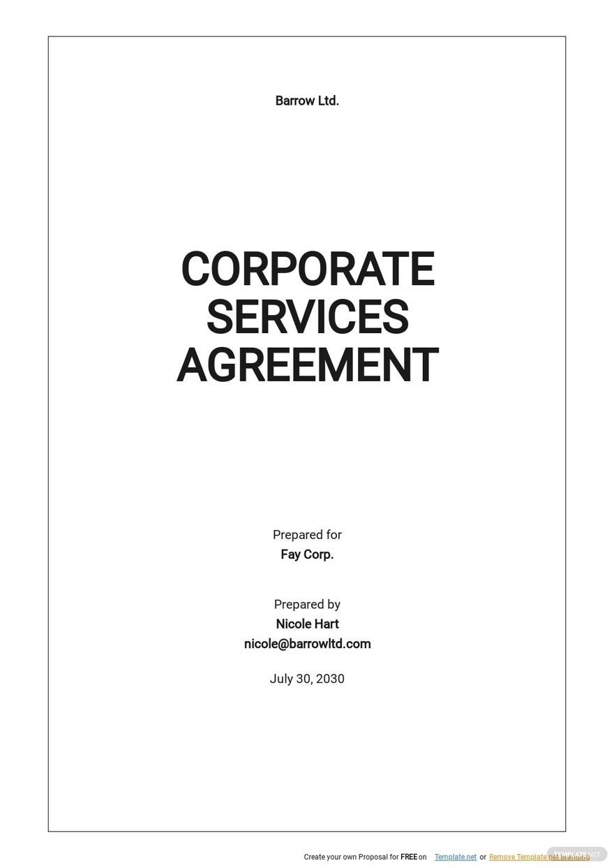 Corporate Services Agreement Template Google Docs, Word, Apple Pages