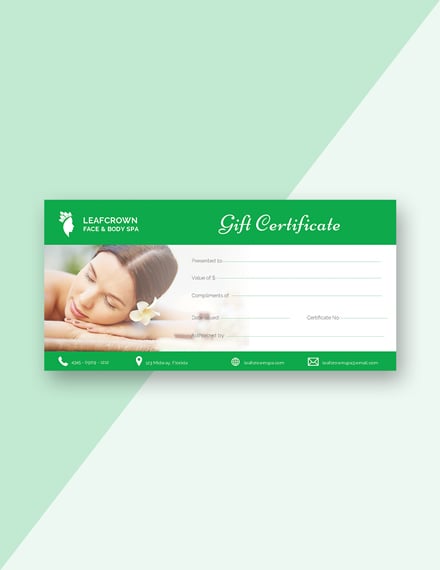 Free Spa Gift Certificate Template