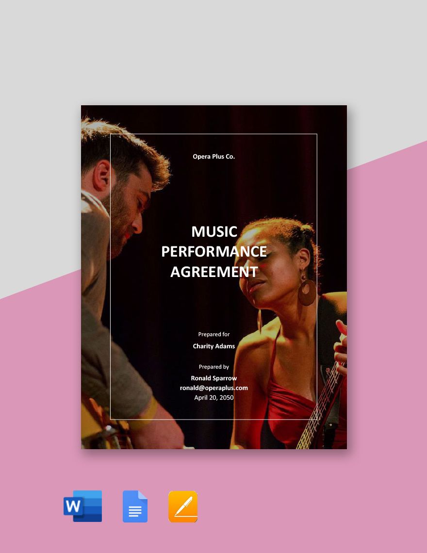 Music Performance Agreement Template in Word, Google Docs, Apple Pages