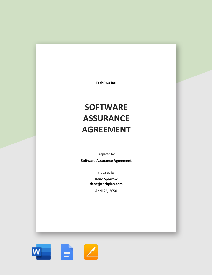 Software Assurance Agreement Template