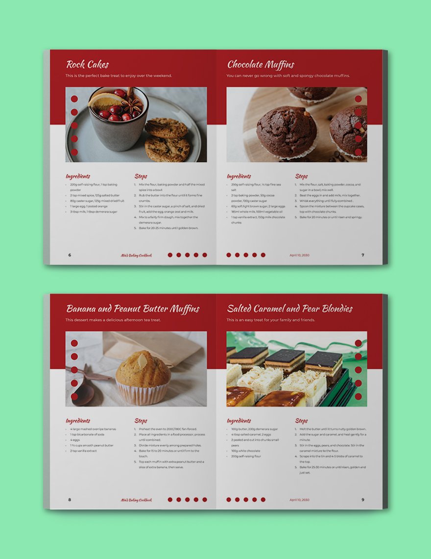 Bakery Cookbook Layout Template