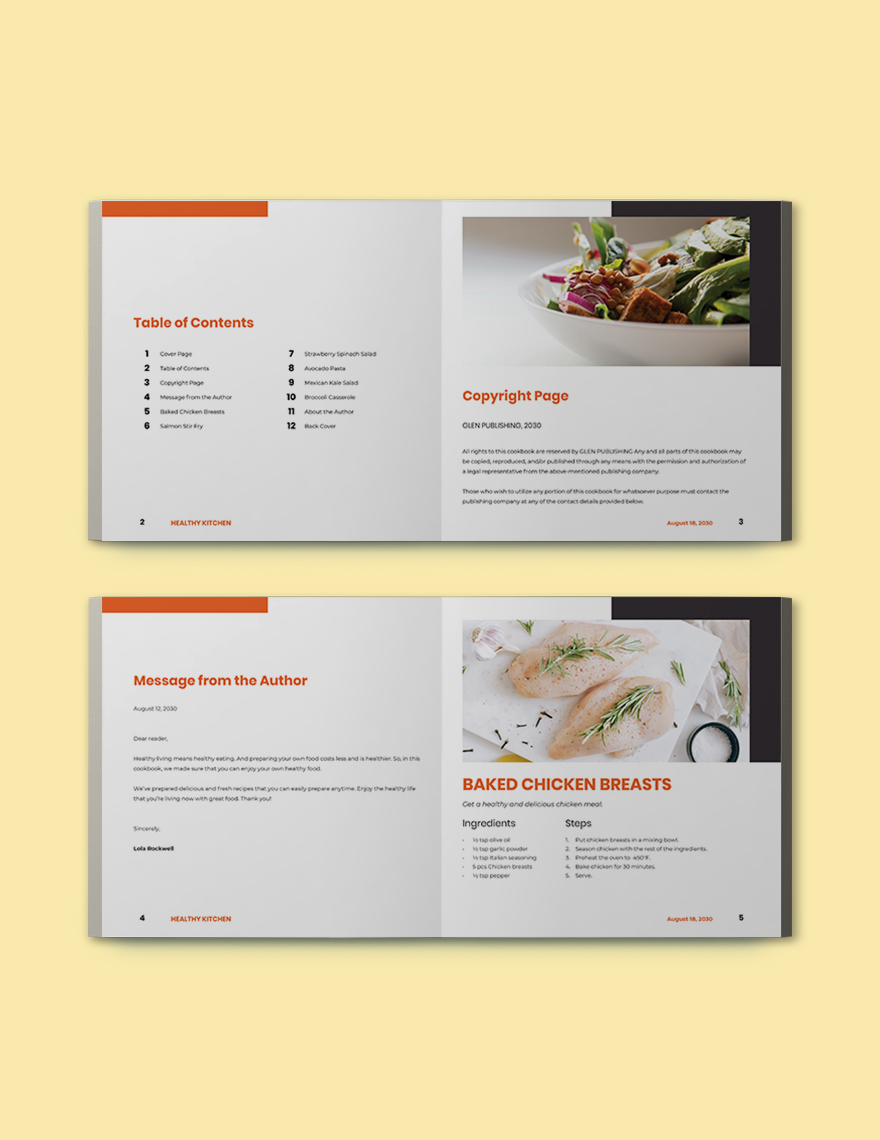 Creative Square Cookbook Template Format