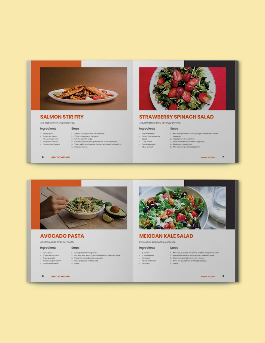 Creative Square Cookbook Template Sample