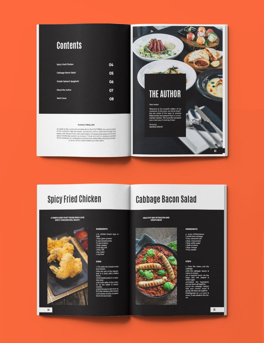 Minimal Food Cookbook Template Format
