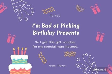 Birthday Gift Card Template For Him