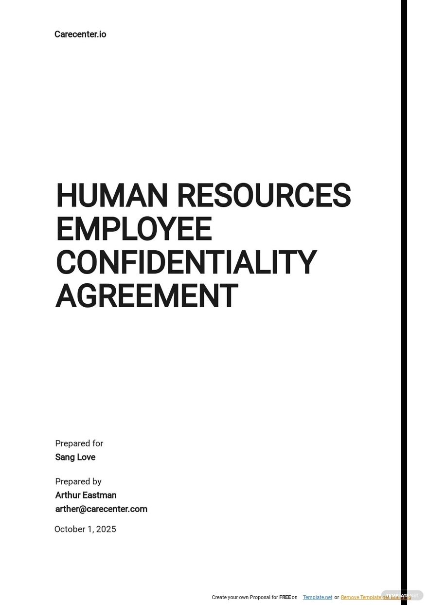 Human Resources Employee Confidentiality Agreement Template