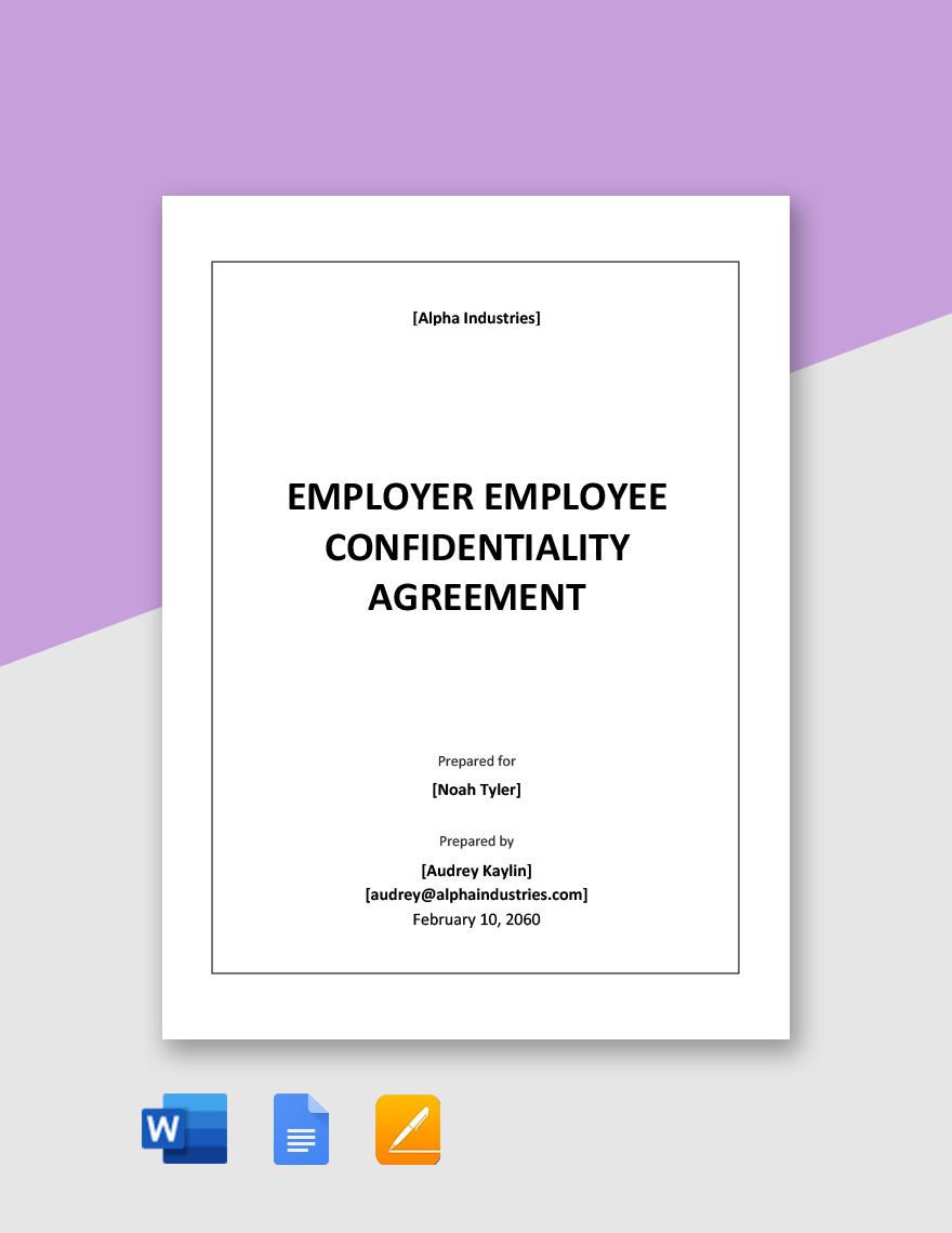 Employer Employee Confidentiality Agreement Template 