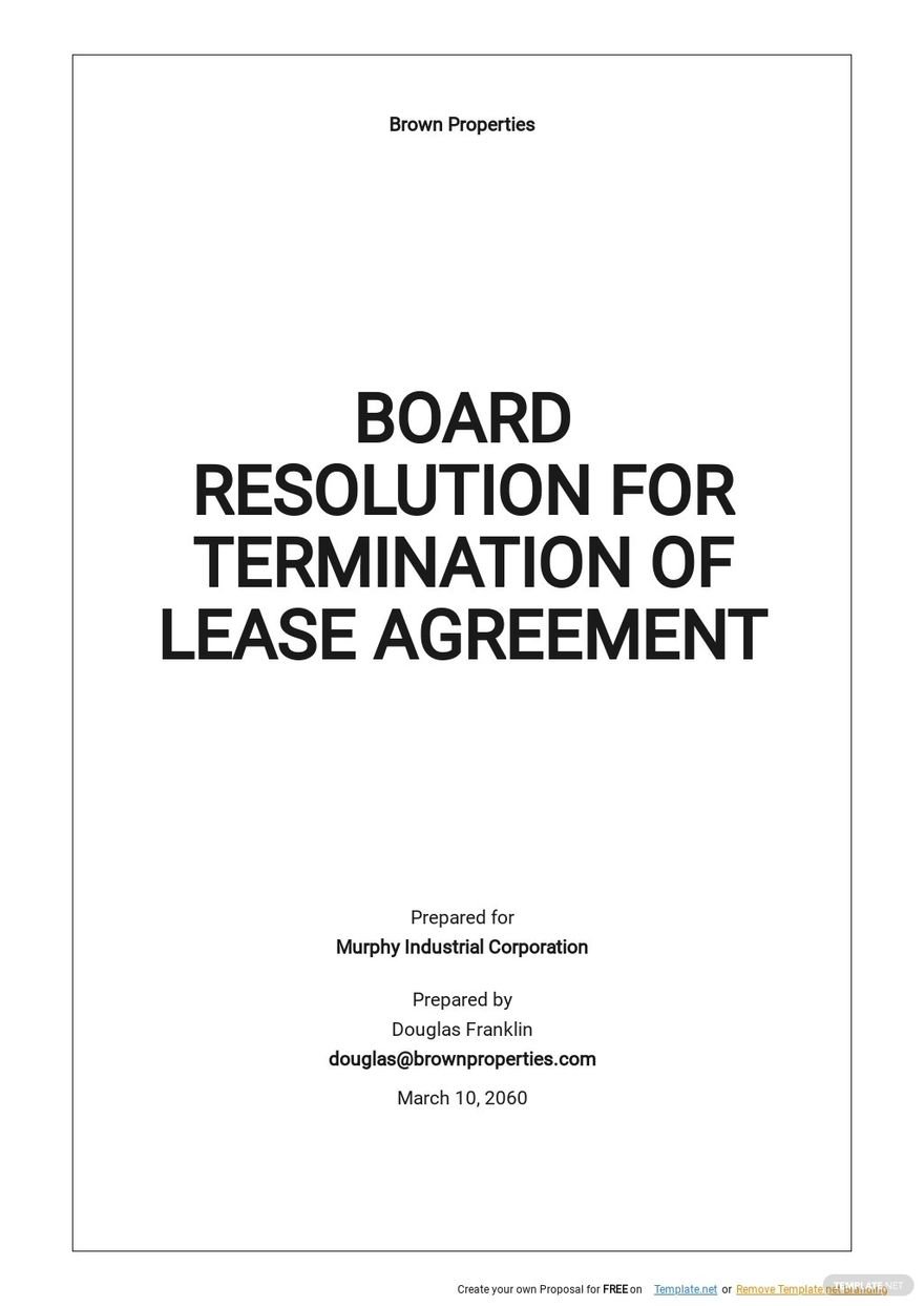 Board Resolution for Termination of Lease Agreement Template 