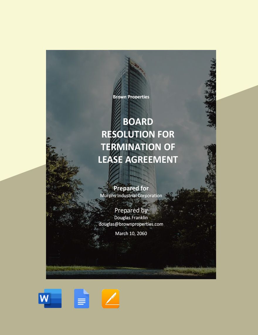 Board Resolution for Termination of Lease Agreement Template 