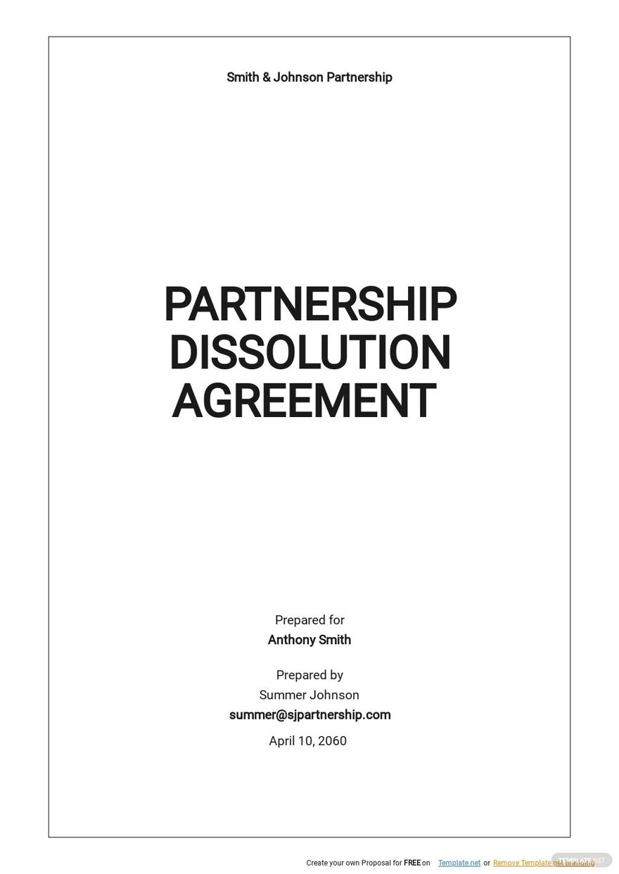 Dissolution Of Partnership Agreement Template