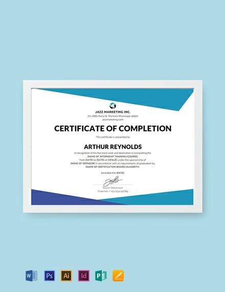 free course completion certificate template 440x570