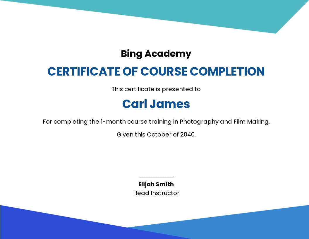 Course Completion Certificate Template - Google Docs, Word