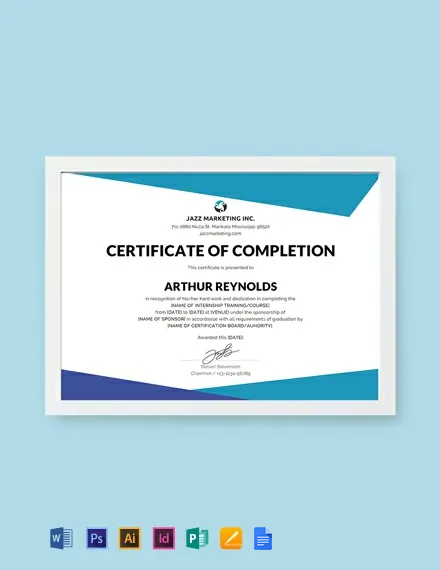 Editable Course Completion Certificate Template - Google Docs, Word, Publisher
