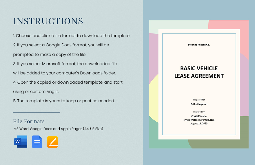 Basic Vehicle Lease Agreement Template