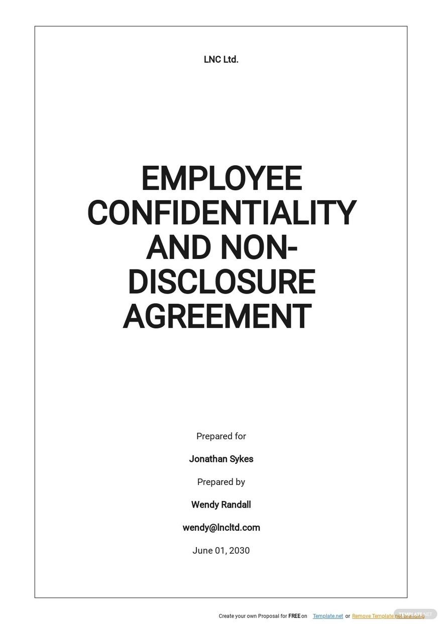 Free Employee Confidentiality and Non-Disclosure Agreement Template