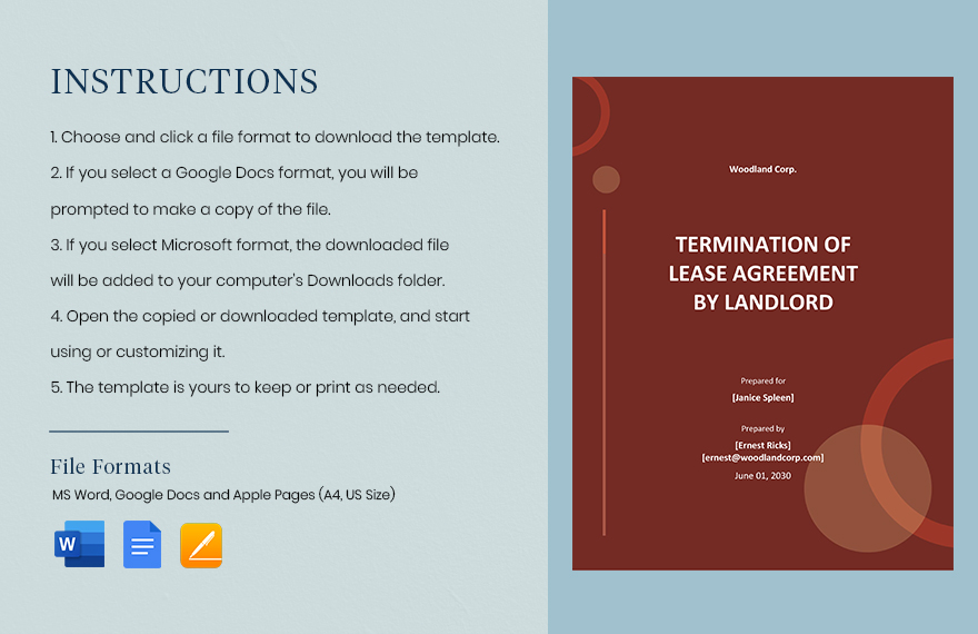 Termination of Lease Agreement by Landlord Template