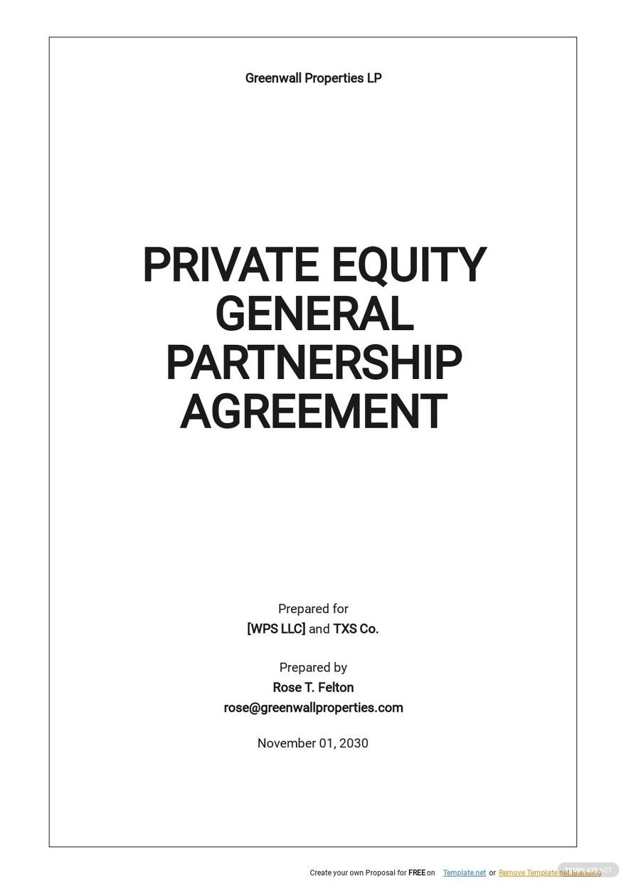 Private Equity General Partnership Agreement Template