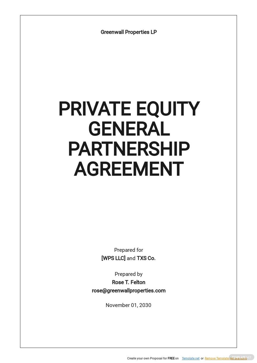 Private Equity General Partnership Agreement Template Google Docs