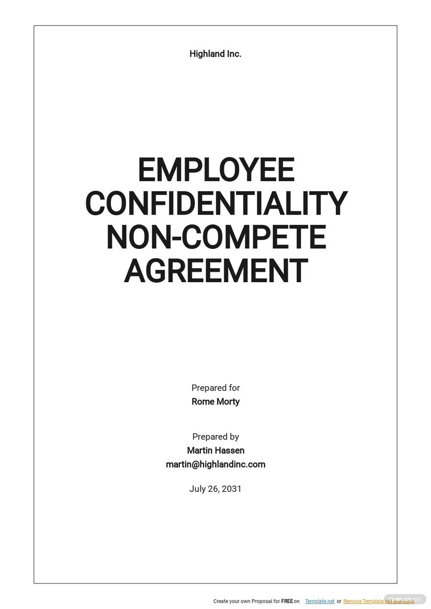 Employee Confidentiality Non-Compete Agreement Template