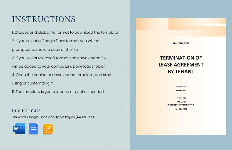 Termination Of Lease Agreement By Tenant Template
