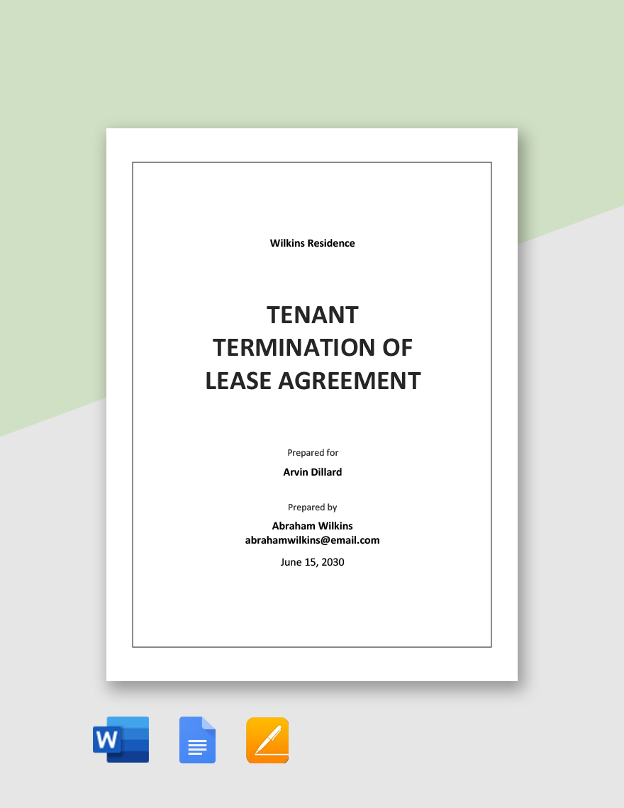 Tenant Termination of Lease Agreement Template