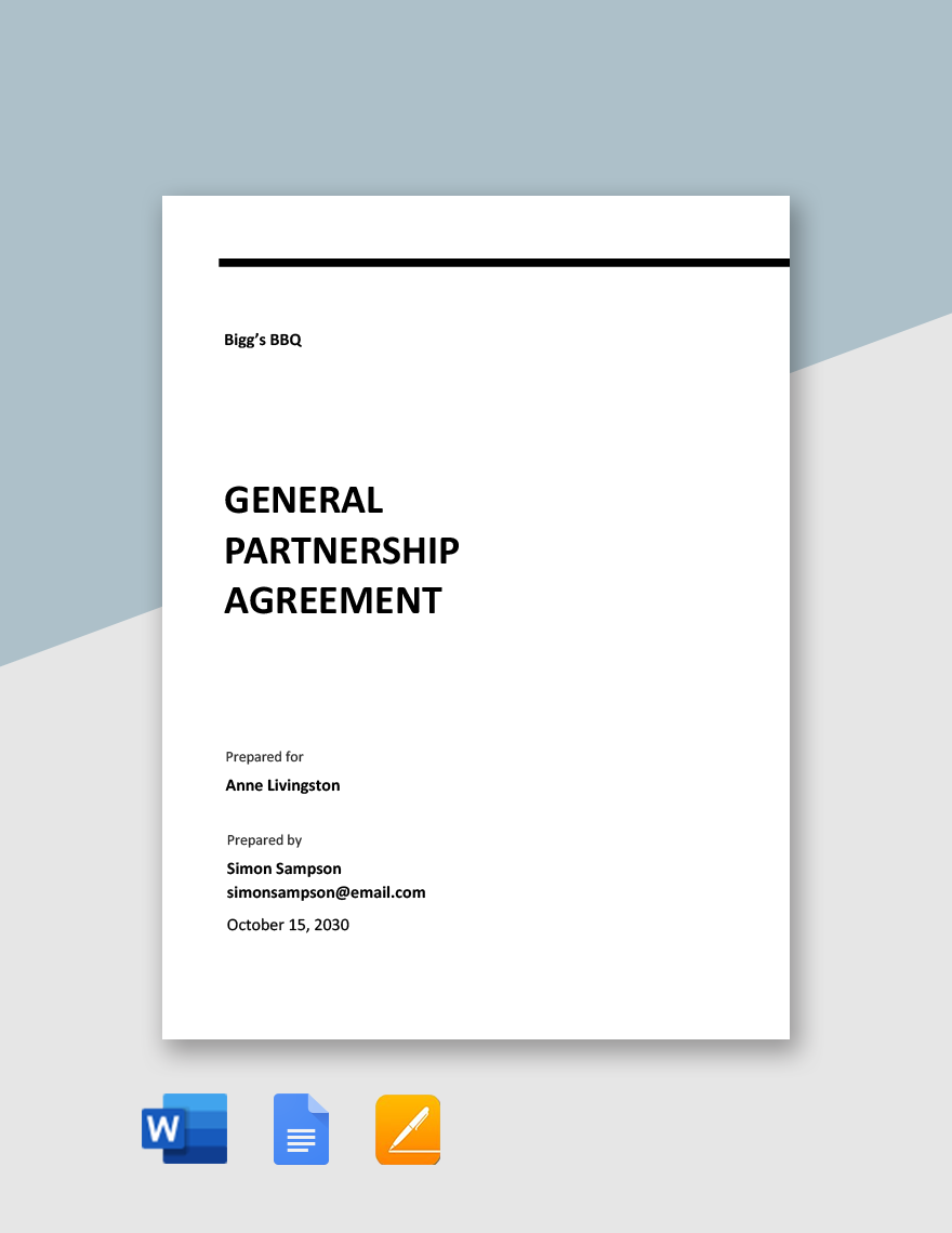 Sample General Partnership Agreement Template
