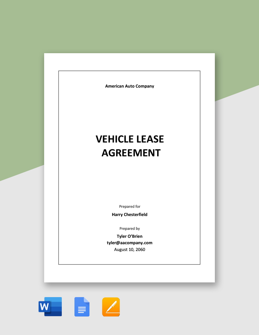 Sample Vehicle Lease Agreement Template 