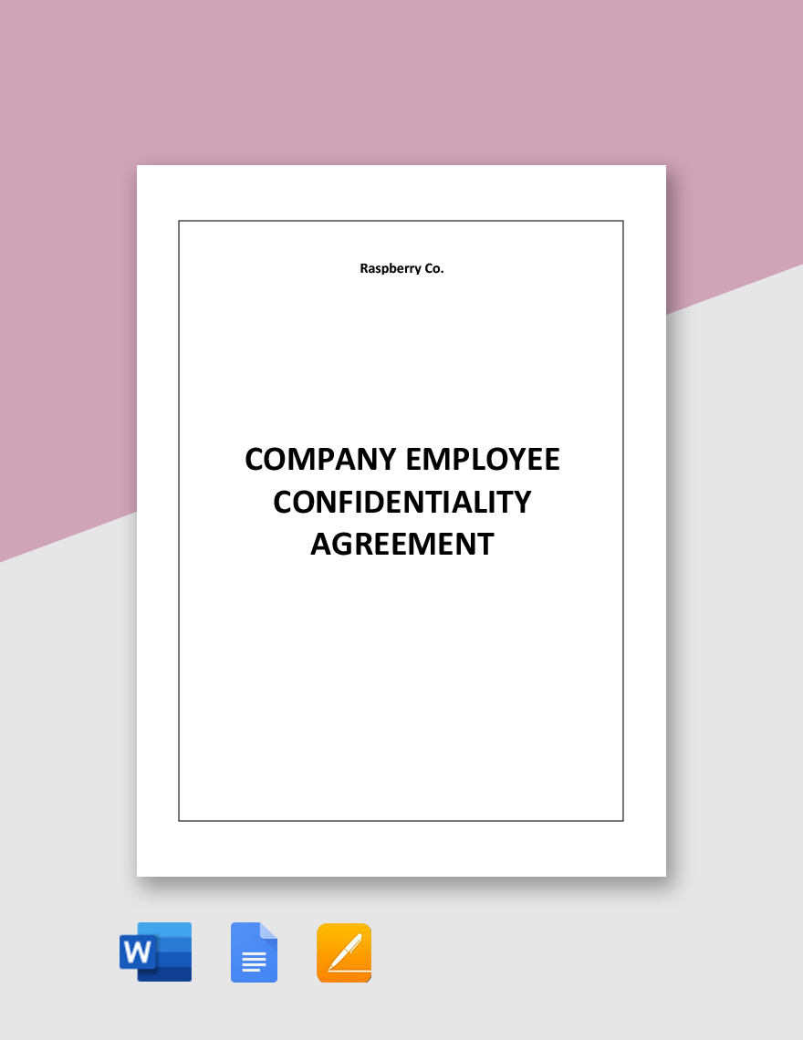 Company Employee Confidentiality Agreement Template