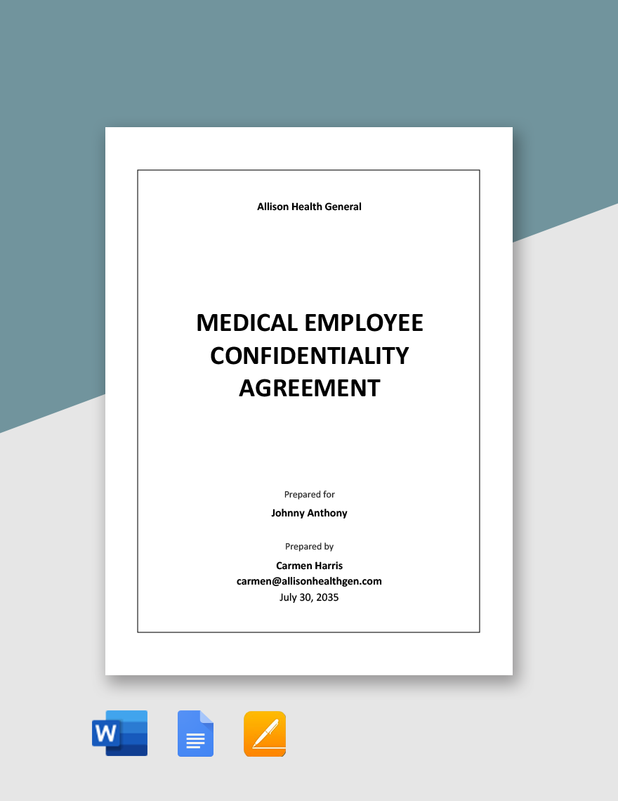 Medical Employee Confidentiality Agreement Template