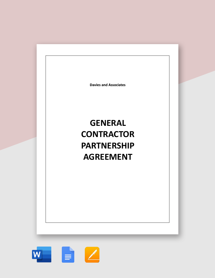 General Contractor Partnership Agreement Template Google Docs, Word