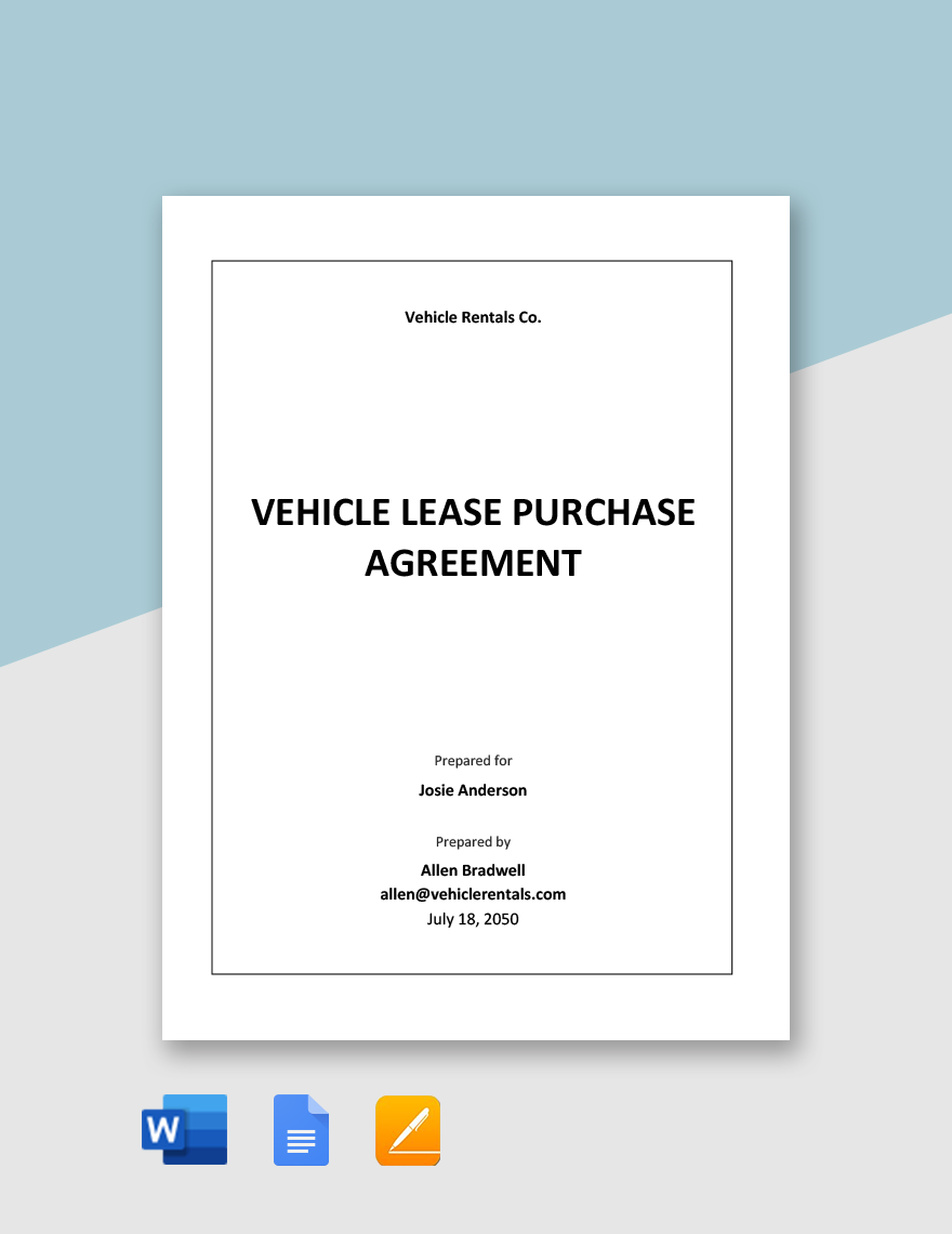 Vehicle Lease Purchase Agreement Template