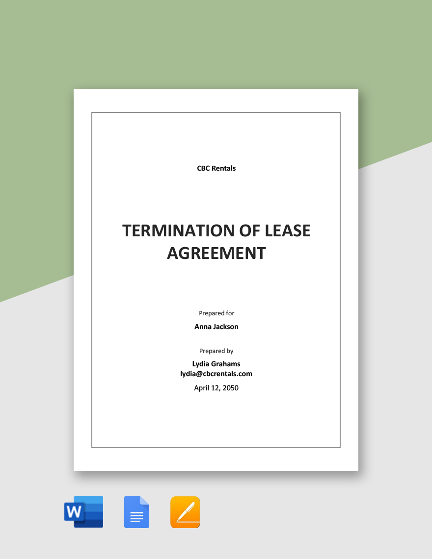 Sample Termination of Lease Agreement Template