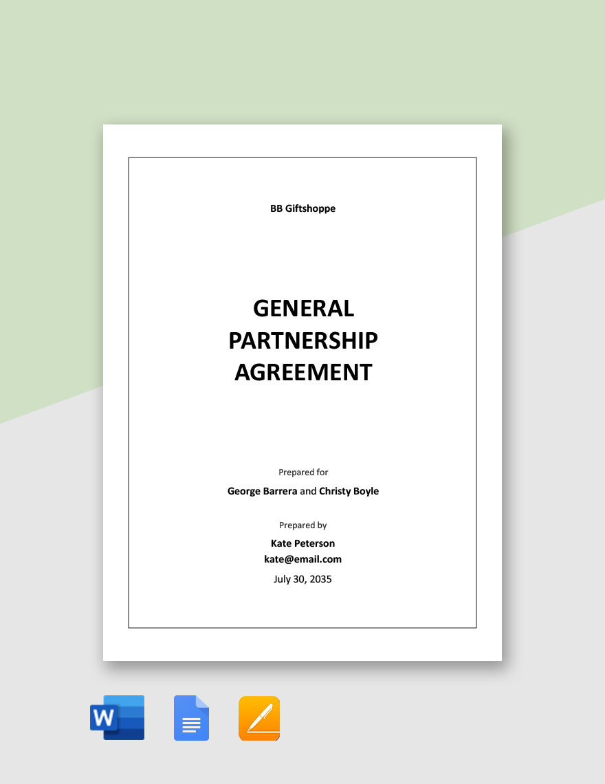 Simple General Partnership Agreement Template
