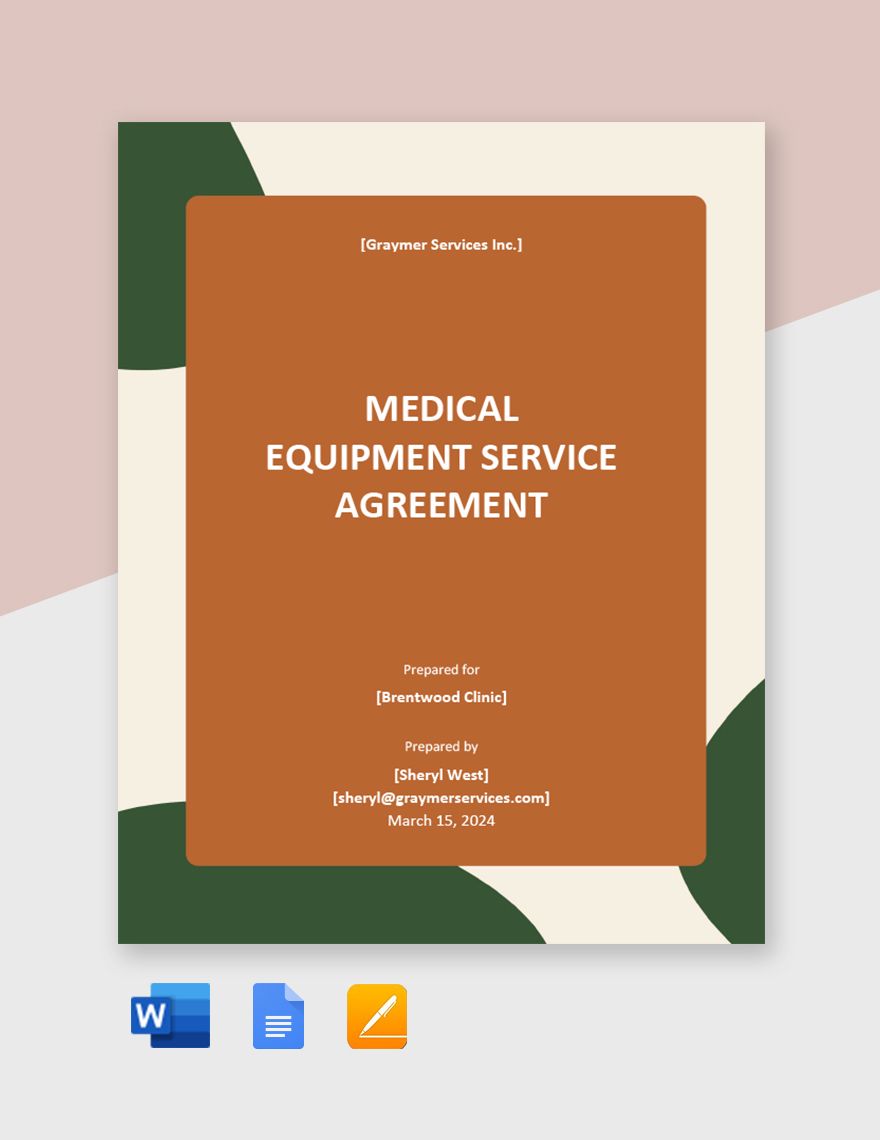 Free Medical Equipment Service Agreement Template in Word, Google Docs, Apple Pages