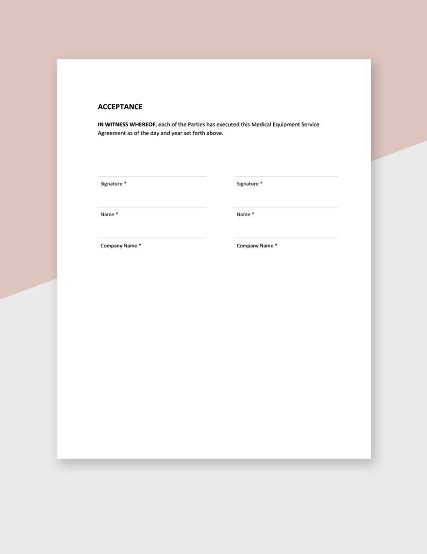 Medical Equipment Service Agreement Template