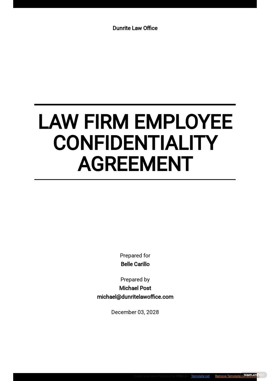 Law Firm Employee Confidentiality Agreement Template Google Docs