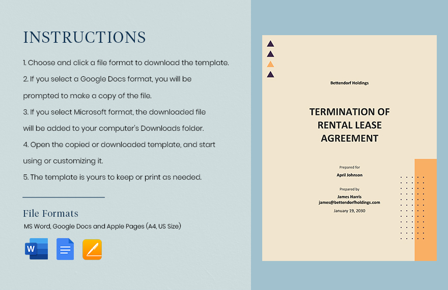 Termination of Rental Lease Agreement Template
