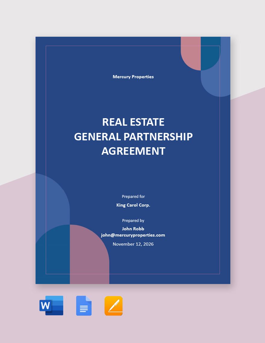 Real Estate General Partnership Agreement Template