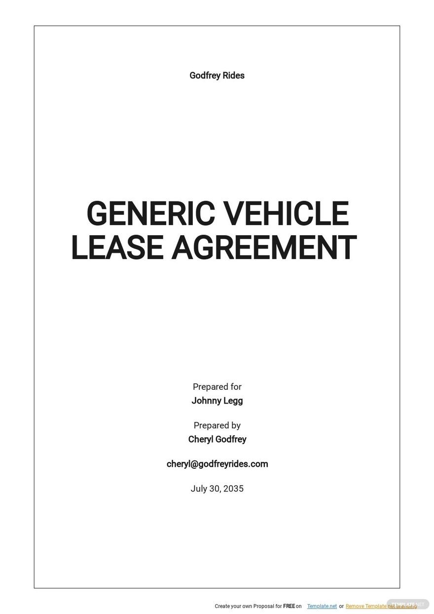 Generic Vehicle Lease Agreement Template