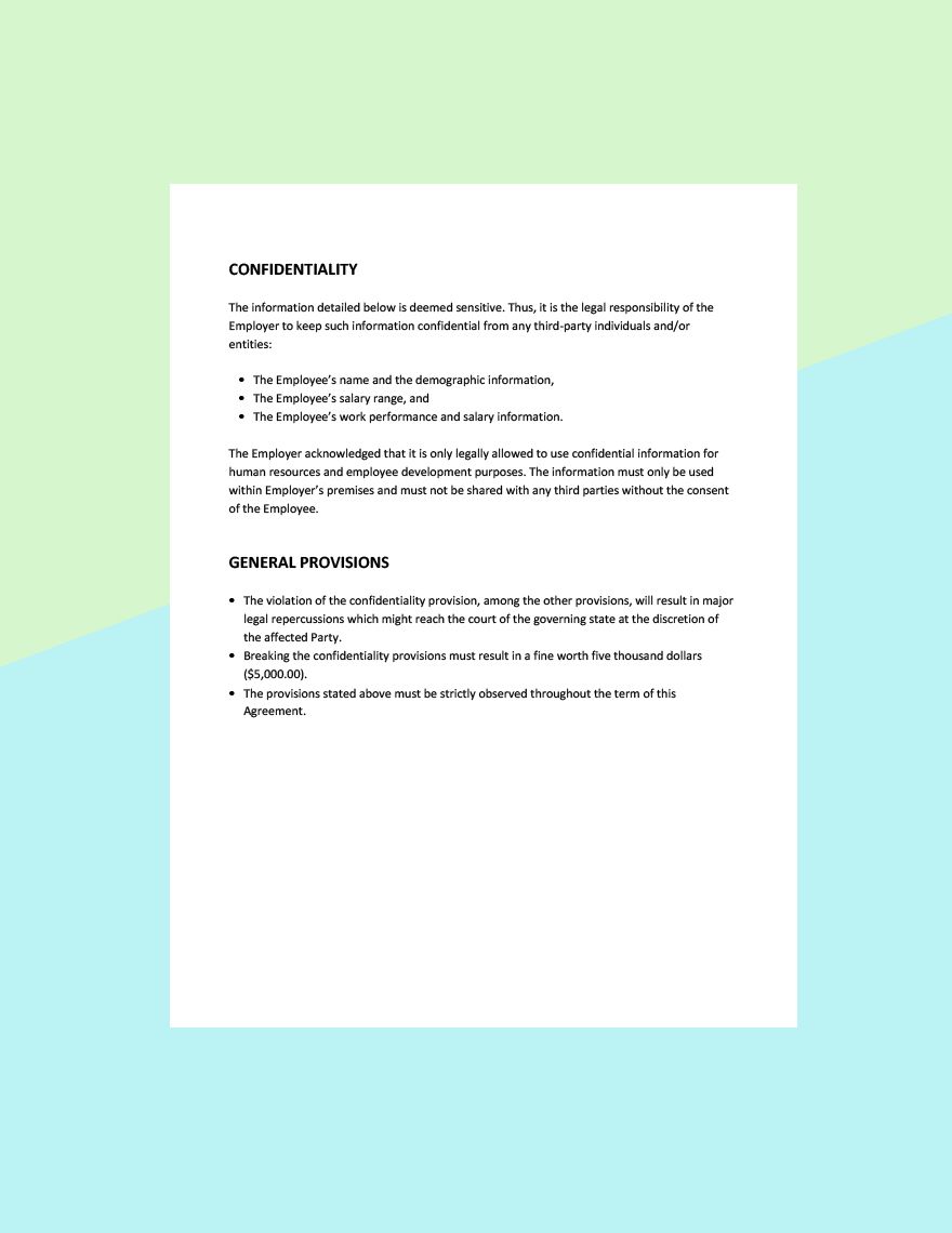Payroll Employee Confidentiality Agreement Template