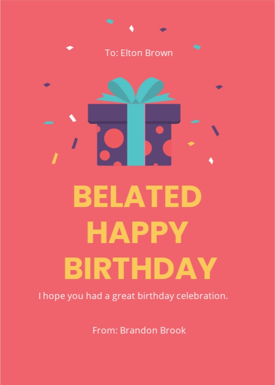 FREE Belated Birthday Card Template - Download in Word, Google Docs, Illustrator, Photoshop, EPS, SVG, JPG, PNG