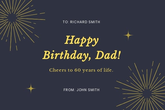 60th Birthday Card Template For Dad