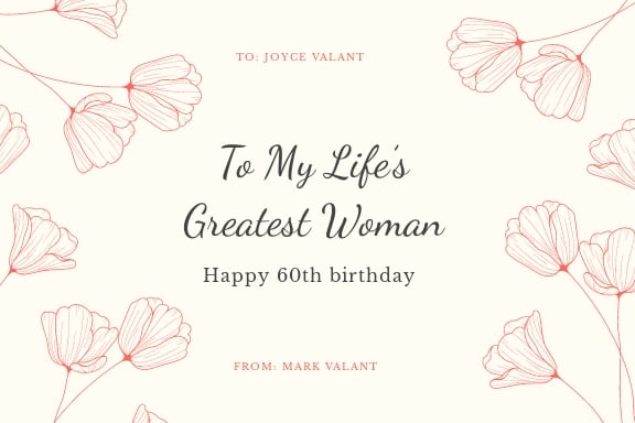60th Birthday Card Template For Mom