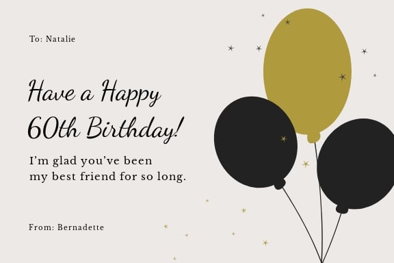 60th Birthday Card Template For Friend in Word, Google Docs, Illustrator, PSD, Publisher