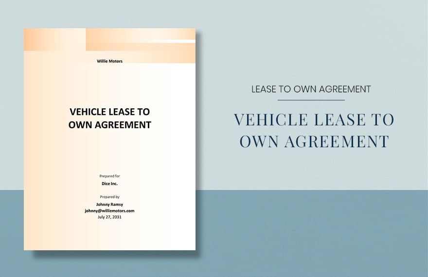 Vehicle Lease To Own Agreement Template