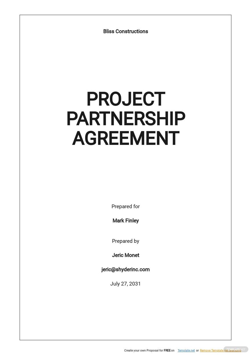 Project Partnership Agreement Template