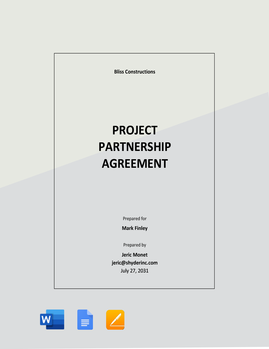 Project Partnership Agreement Template in Word, Google Docs, Apple Pages