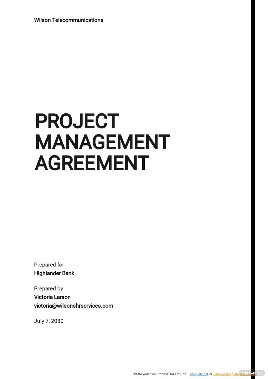 Project Management Agreement Template Google Docs Word Apple Pages