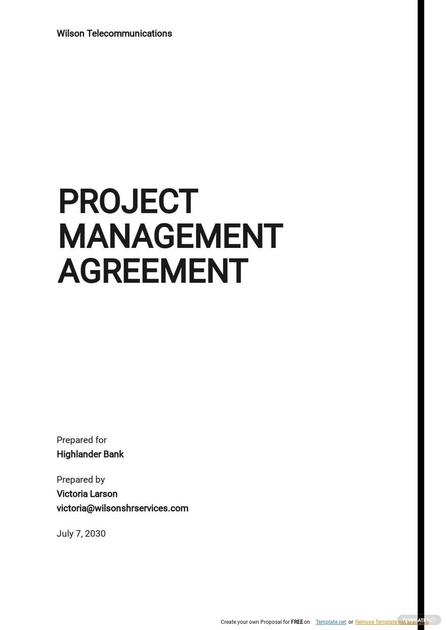 Sample Project Management Agreement Template Google Docs Word Apple 